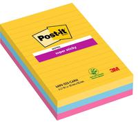 Post-it Super Sticky Notas, Colección Carnival, con renglones, 101mmx152 mm, 90