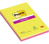 Post-it Super Sticky Notas Grandes, Colores Surtidos, Con Líneas, 127 mm x 203 mm, 45 Hojas/Bloc, 4 Blocs/Paquete