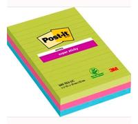 Post-it super sticky notas grandes, colores surtidos, con líneas, 3 b