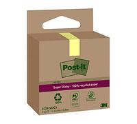 Post-it Super Sticky Notas Recicladas, 3 Blocs, 70 Hojas por Bloc, 47.6 mm x 47.6 mm, Amarillo - Notas Extra Adhesivas Fabricadas con Papel 100% Reciclado