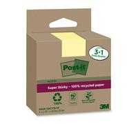 Post-it super sticky notas recicladas, 3 blocs/paquete + 1 gratis, 70