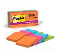 Post-It Super Sticky Notes, 2 in x 2 in, Rio de Janeiro Collection, 8 Pads/Pack nota autoadhesiva Azul, Naranja, Rosa, Amarillo 90 hojas