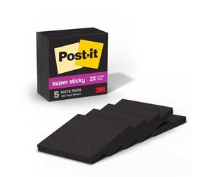 Post-it Super Sticky Notes, 2 x poder de pegado, negro, 5 almohadillas/paquete (654-5SSSC)
