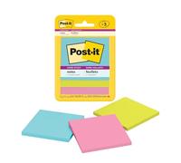 Post-It Super Sticky Notes, 3 In. x 3 in., Miami Collection, 3 Pads/Pack, 45 Sheets/Pad Azul, Verde, Rosa 45 Hojas Pouch Autoadhesivo
