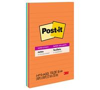 Post-It Super Sticky Notes, 5 de X 8 (, Rio de Janeiro Collection, Lined, 4 Pads/Pack Azul, Naranja, Rosa, Amarillo 45 Hojas Pouch Autoadhesivo