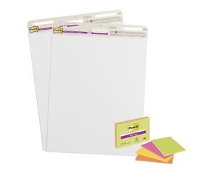 Post-It Super Sticky Recycled Bloc para Rotafolios 2 Blocs + 1 Notas GRATIS | 63,5 x 76,2 cm, Papel 100% Reciclado, Hojas Autoadhesivas de Fuerte Adherencia para Reuniones, Presentaciones y Oficina