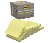 Post-It Z-Notas Recicladas Canary Yellow, Paquete de 6 Blocs, 100 Hojas por Bloc, 76 x 76 mm, Color Amarillo, Adhesivas Hechas de Papel 100% Reciclado