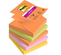 Post-it Z-Notas Super Sticky Colección Boost Color, Paquete de 5 Blocs de Notas, 90 Hojas por Bloc, 76x76 mm, Naranja, Verde, Rosa, Amarillo, Extra Adhesivas para Listas de Tareas y Recordatorios