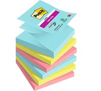 Post-it Z-Notas Super Sticky, Colección Cosmic Color, Paquete de 6 Blocs de Notas, 90 Hojas por Bloc, 76 mm x 76 mm, Turquesa, Verde, Rosa - Notas Extra Adhesivas para Listas de Tareas y Recordatorios