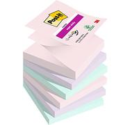 Post-it Bloc de notas Z-Notas Super Sticky – Colección Soulful – 6x90 h, 76×76 mm, Rosa/Morado/Verde