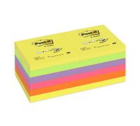 Post-it Z-Notas Super Sticky, Colores Fluorescentes variados, Paquete de 12 Blocs de Notas, 90 Hojas por Bloc, 76 mm x 76 mm - Notas Extra Adhesivas para Listas de Tareas y Recordatorios
