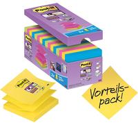 Post-it Bloc de notas Z-Notas Super Sticky – Paq. 14+2, 90 hojas, 76×76 mm, verde/amarillo/rosa/azul