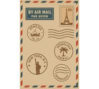 Postal Collage - Airmail Notebook: Lined Journal Featuring a Vintage Stamp & Postmark Design Inspired by Global Correspondence