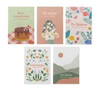Postales Plantables Pack 5 Diseños - Feliz Cumpleaños, Gracias, Te Quiero, Felicidades y Deseos | Semillas de Manzanilla, Aliso y Mix Flores | Papel de Algodón | Sobre Vegetal | Resetea