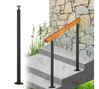 Poste barandilla escalera husillos ajustables postes balaustre negros columna barandilla escalera metálica Pasamanos horizontal fácil instalar escalones porche iglesia(Floor mount,75cm(29.5in))