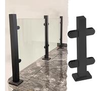 Poste Barandilla Vidrio Barandilla de Cristal Abrazadera de Poste de Barandilla Negro, Interior Exterior Soporte para Valla de Escaleras Acero Inoxidable 304, Patio Piscina Barandilla de Panel de Vidr