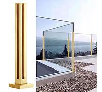 Poste Barandilla Vidrio Barandilla de Cristal para Balcón Patio, Barandilla de Cristal para Terraza, Interior Exterior Acero Inoxidable Valla Barandilla ( Color : Gold - Corner Post , Size : H-100cm/3