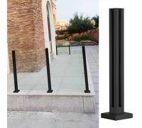 Poste Barandilla Vidrio Postes de Balaustrada de Vidrio Negro para Patio Al Aire Libre, Poste de Cristal Resistente de La Verja, Barandilla de Poste de Esgrima de Vidrio con Base y Tornillos ( Color :