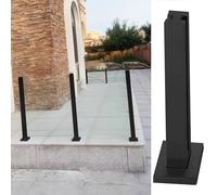 Poste Barandilla Vidrio Postes de Balaustrada de Vidrio Negro para Patio Al Aire Libre, Poste de Cristal Resistente de La Verja, Barandilla de Poste de Esgrima de Vidrio con Base y Tornillos ( Color :