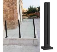 Poste Barandilla Vidrio Postes de Balaustrada de Vidrio Negro para Patio Al Aire Libre, Poste de Cristal Resistente de La Verja, Barandilla de Poste de Esgrima de Vidrio con Base y Tornillos ( Color :