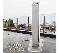 Poste Barandilla Vidrio Sistema de Barandillas de Cristal para Terrazas Paneles de Cristal para Exteriores, Barandilla de Cristal para Balcones de Alta Resistencia, Sistema de Barandilla Metálica Cuad