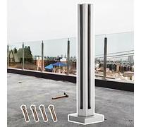 Poste Barandilla Vidrio Sistema de Barandillas de Cristal para Terrazas Paneles de Cristal para Exteriores, Barandilla de Cristal para Balcones de Alta Resistencia, Sistema de Barandilla Metálica Cuad