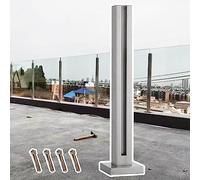 Poste Barandilla Vidrio Sistema de Barandillas de Cristal para Terrazas Paneles de Cristal para Exteriores, Barandilla de Cristal para Balcones de Alta Resistencia, Sistema de Barandilla Metálica Cuad
