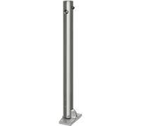 Poste barrera de acero inoxidable con cabezal plano, placa base para atornillar