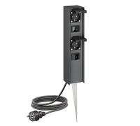 Poste con enchufes para jardín POMI con estaca y cable para exterior con