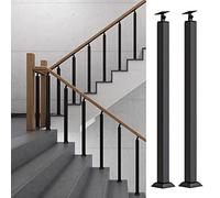 Poste Conector Ajustable Para Barandilla De Escalera, Balaustres Para Terraza/Escalera, Para Pasamanos Cuadrados, Montaje En Suelo Con Kit De Instalación, Negro, Paquete De 2, Altura 60 Cm/23,6 Pulga
