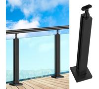 Poste cuadrado de acero inoxidable para barandilla de vidrio negro para balcones, paneles de escalera de jardín, poste de valla duradero para cubiertas modernas y espacios al aire libre