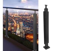 Poste Cuadrado De Barandilla De Vidrio Negro para Terraza, Kits De Pasamanos/balaustradas, Poste De Acero Inoxidable para Cercas De Vidrio(Middle Post,Platform-105cm)