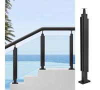Poste Cuadrado De Barandilla De Vidrio Negro para Terraza, Kits De Pasamanos/balaustradas, Poste De Acero Inoxidable para Cercas De Vidrio(Middle Post,Stairs-85cm/33.5")