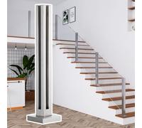 Poste cuadrado de vidrio para escaleras interiores, escalera de 65 a 149 cm, incluye clips de acero inoxidable 304 para paneles de balaustre de vidrio, diseño moderno de seguridad