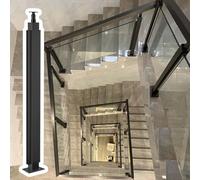 Poste cuadrado para barandilla de cristal de escaleras ideal para lofts jardines balcones poste de soporte de acero inoxidable para paneles de cristal con fijación al suelo(Corner Post,85cm(33.5in))