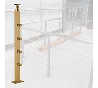 Poste Cuadrado Para Barandilla De Escalera Con Conector Ajustable, Postes Preperforados De Acero Inoxidable, Montaje Superior Para Terrazas De Madera, Hormigón, Balcón, Jardín, Patio, Porche, Dorado,