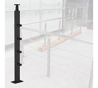 Poste Cuadrado Para Barandilla De Escalera Con Conector Ajustable, Postes Pretaladrados De Acero Inoxidable, Montaje Superior Para Terrazas De Madera, Hormigón, Balcón, Jardín, Patio, Porche, Color N