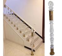 Poste de acrílico transparente for barandilla de escalera - Balaustrada moderna transparente con base de acero inoxidable(Gold,115cm)