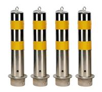 Poste de Advertencia de Bolardo con Bandas Reflectantes, poste de barrera, Bolardo de Estacionamiento Resistente para carriles de calle de comunidades residenciales(Yellow - 4 PCS)