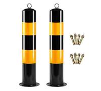 Poste de Advertencia de Bolardo con Bandas Reflectantes, Poste De Seguridad Con Bolardo Para Estacionamiento para carriles de calle de comunidades residenciales(Yellow-2PCS)
