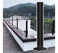 Poste de balaustrada de vidrio para plataforma exterior, color negro, resistente, kit de postes de barandilla de vidrio de seguridad, columnas de balaustre, valla para balcón, jardín, patio (color