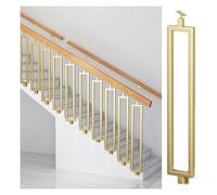 Poste de Balaustre de Hierro Forjado, Kit de barandillas for escalera de interior, barandilla de escalera de porche inclinada ajustable, montaje lateral o en el suelo.(Gold Side Mount,H 35.45in/90cm)