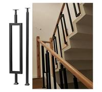 Poste de Balaustre de Hierro Forjado, Poste de escalera con columna de husillo de barandilla de metal de dirección ajustable, for terrazas interiores y exteriores decorativas(Black,85cm/33.5inch)