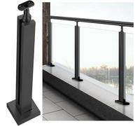 Poste de balaustre de vidrio de acero inoxidable de 65 cm a 105 cm, sistema de barandilla negra para escaleras y balcones al aire libre, poste medio de 100 cm, soporte de barandilla de vidrio duradero