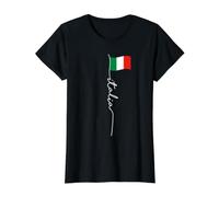 Poste de Bandera de Italia - Elegante Bandera Italiana patriótica Camiseta gráfica económica, Mujer, Negro, L