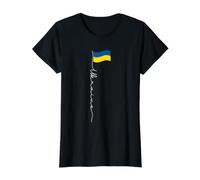 Poste de Bandera de Ucrania, Bandera patriótica de Ucrania Camiseta gráfica económica, Mujer, Negro, L