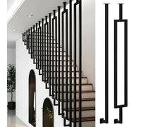 Poste de barandilla cuadrado marco rectangular/pasamanos de tubo galvanizado en forma de L, barandillas antideslizantes valla protectora de montaje lateral para terrazas de lofts(A,105cm)