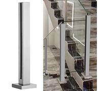 Poste de barandilla de acero inoxidable 304 for vidrio - De 60 cm a 130 cm de altura, ideal for paneles de vidrio de 10-12 mm, de balaustrada moderno(Shallow grey,Height 90cm)