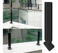 Poste de barandilla de acero inoxidable con cristal negro for balcón, piscina y patio - Material 304, balaustrada cuadrada de 5 x 5 cm (2 x 2 pulgadas)(Black Corner Post,125cm)