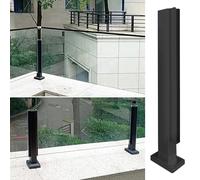 Poste de barandilla de acero inoxidable con cristal negro for balcón, piscina y patio - Material 304, balaustrada cuadrada de 5 x 5 cm (2 x 2 pulgadas)(Black End Post,120cm)